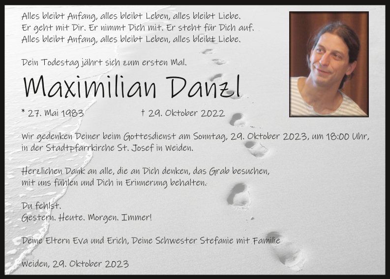 Im Gedenken: Maximilian Danzl, Weiden