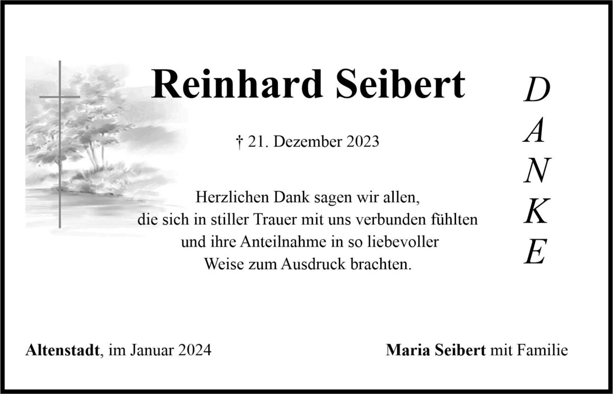 Danksagung Reinhard Seibert, Altenstadt/WN