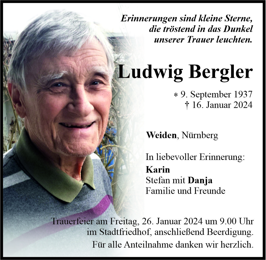 Traueranzeige Ludwig Bergler, Weiden