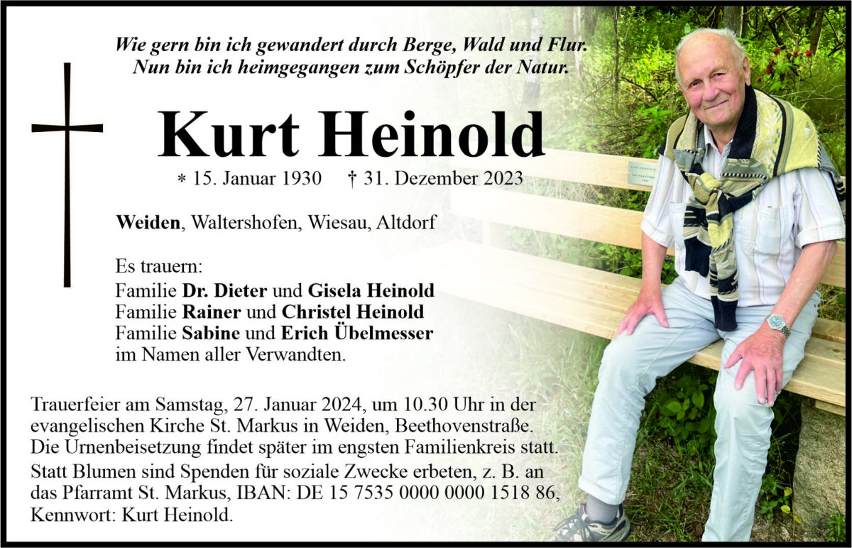 Traueranzeige Kurt Heinold, Weiden