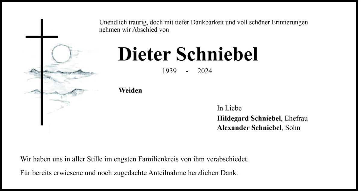 Traueranzeige Dieter Schniebel, Weiden