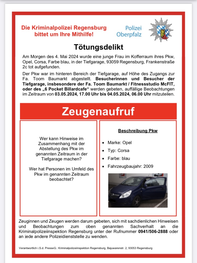 Tote Frau im Kofferraum: Polizei sucht Fahrgäste einer Buslinie