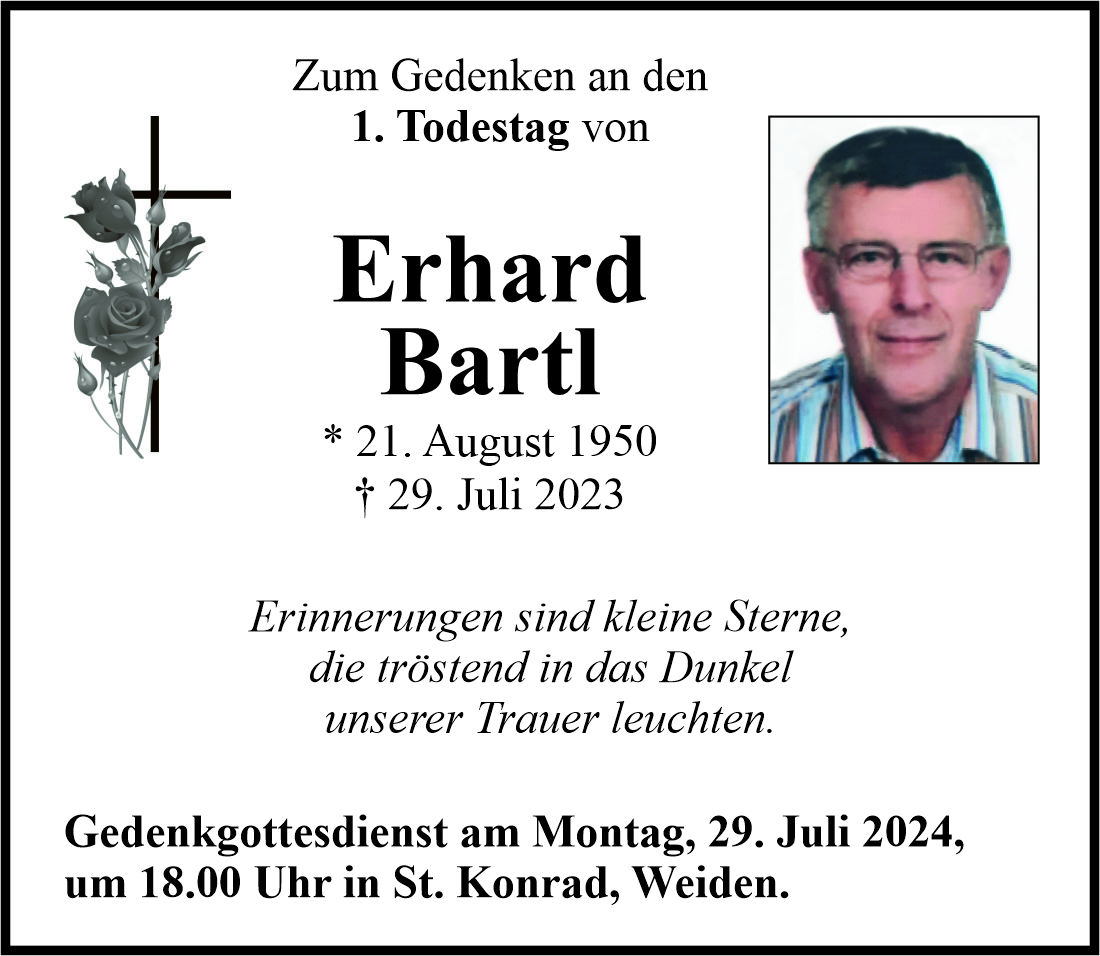 Gedenkanzeige Erhard Bartl, Weiden