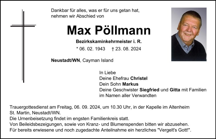 Traueranzeige Max Pöllmann, Neustadt/WN