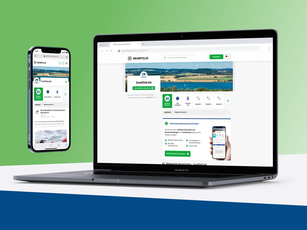 Immer auf dem Laufenden in Sachen SuedOstLink: TenneT setzt auf die MUNIPOLIS-App