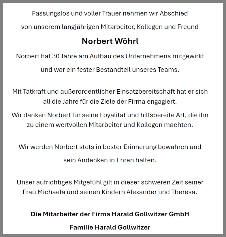 Nachruf Norbert Wöhrl