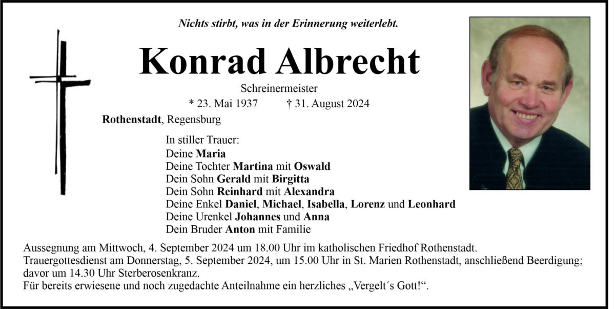 Traueranzeige Konrad Albrecht, Rothenstadt
