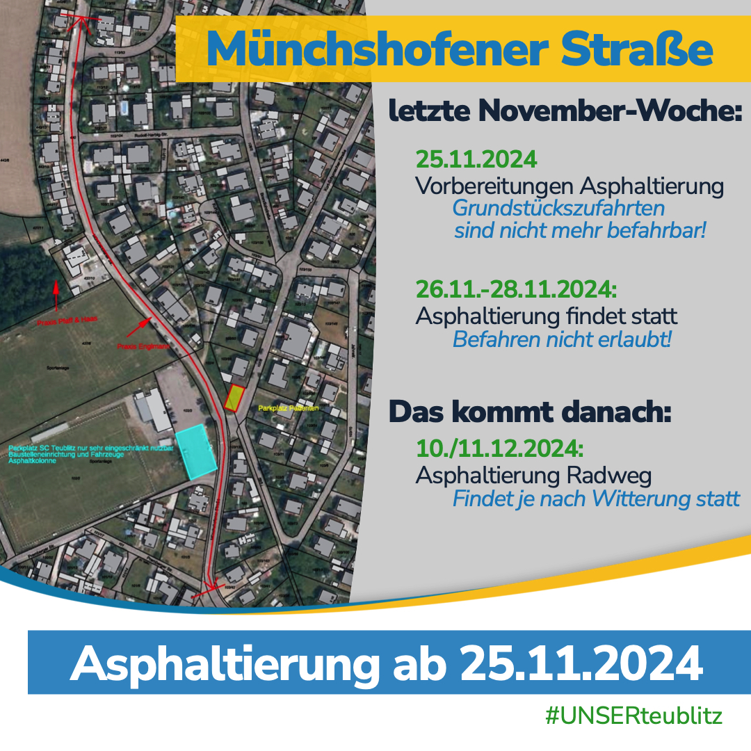 Ausbau der Münchshofener Straße: Endspurt und Asphaltierung am mittleren Teil