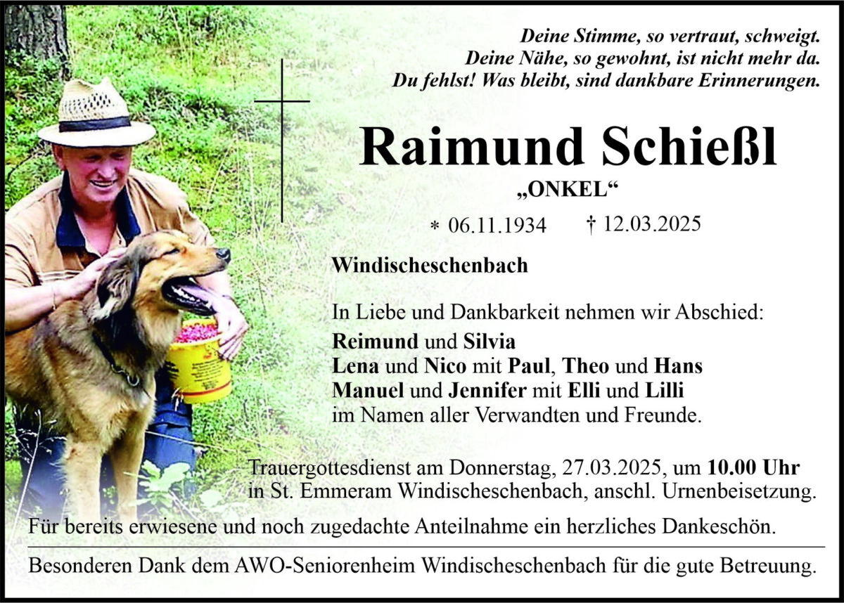 Traueranzeige Raimund Schießl, Windischeschenbach