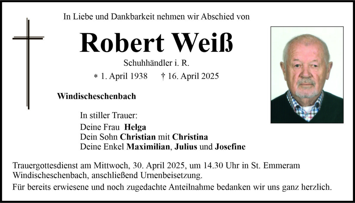Traueranzeige Robert Weiß, Windischeschenbach