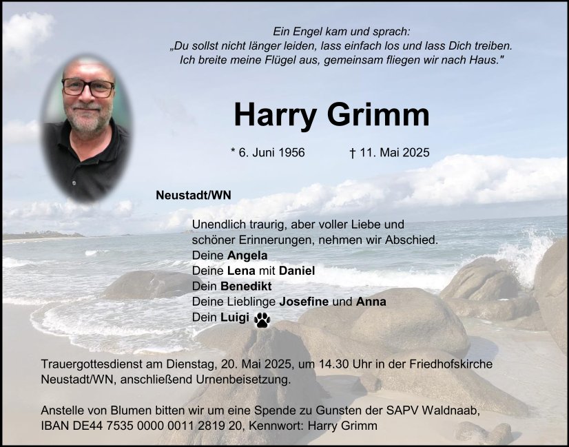 Traueranzeige Harry Grimm, Neustadt/WN