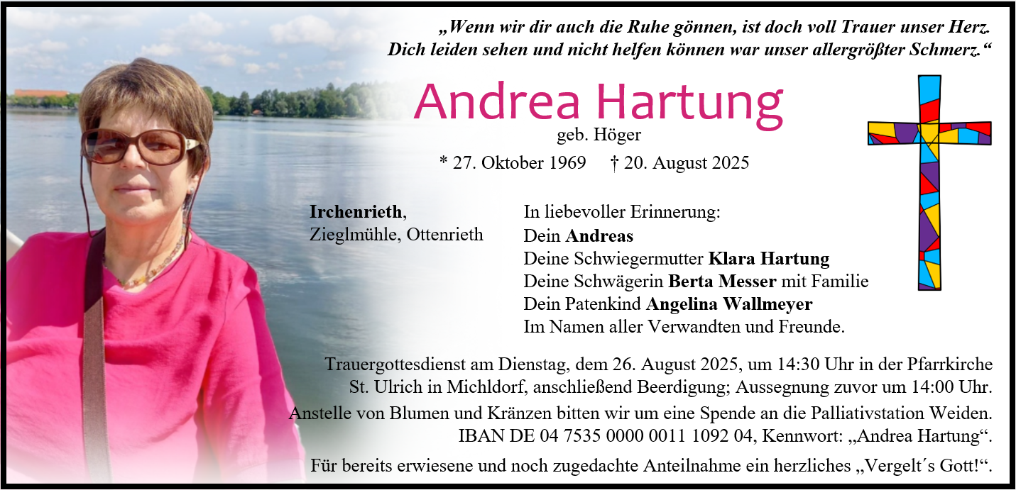 Traueranzeige Andrea Hartung, Michldorf