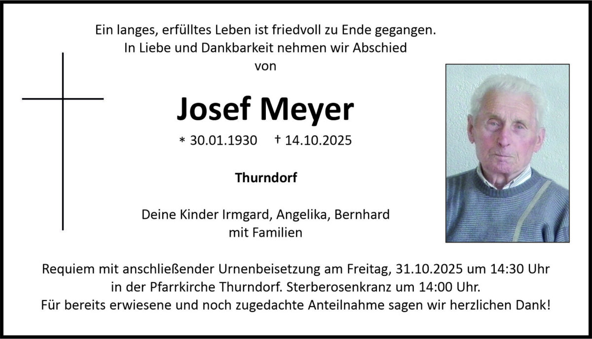 Traueranzeige Josef Meyer, Thurndorf