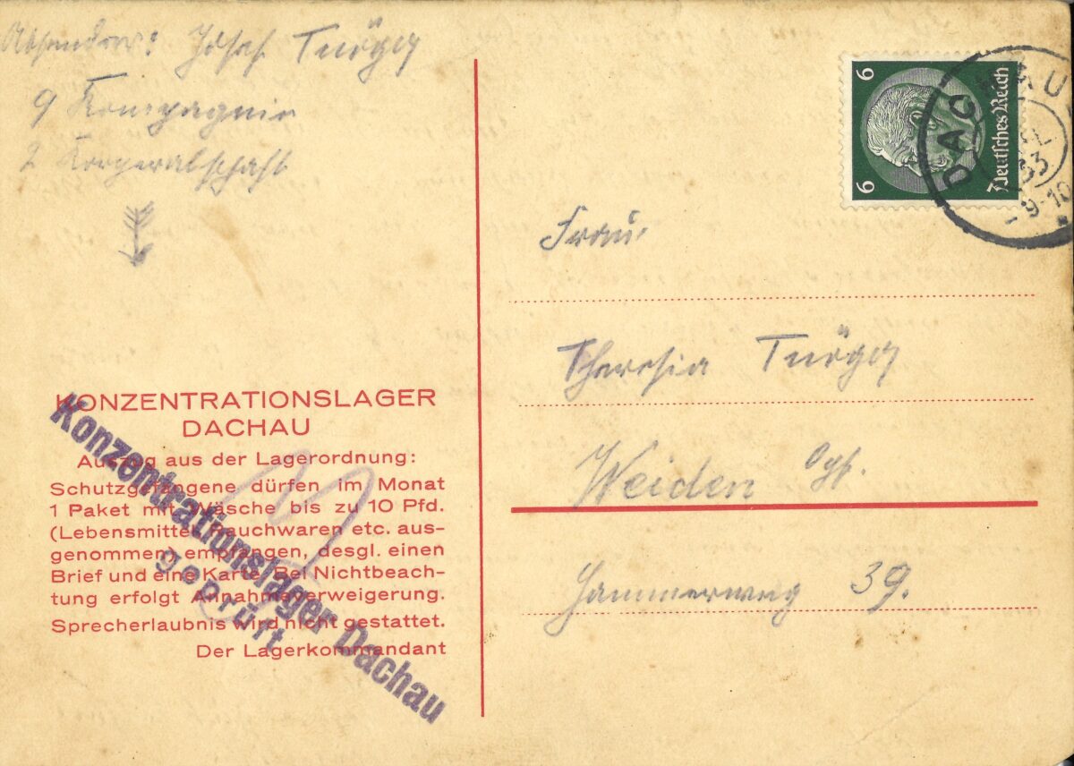 SPD-Stadtrat schrieb Postkarten aus dem KZ Dachau: Stadtarchiv erhält Schenkung