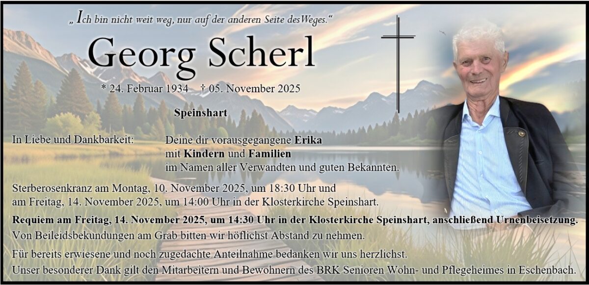 Traueranzeige Georg Scherl, Speinshart