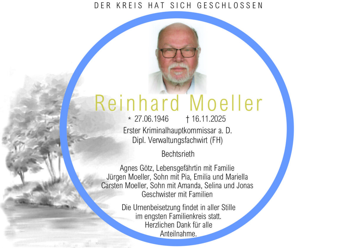 Traueranzeige Reinhard Moeller, Bechtsrieth