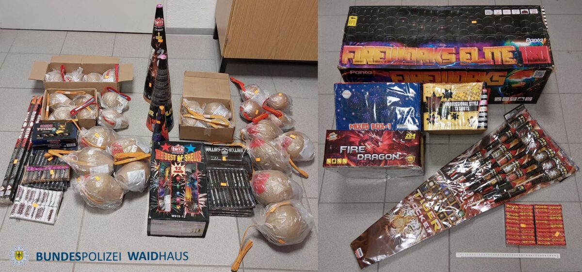 Bundespolizei stellt in Waldsassen 120 Kilogramm illegale Pyrotechnik sicher