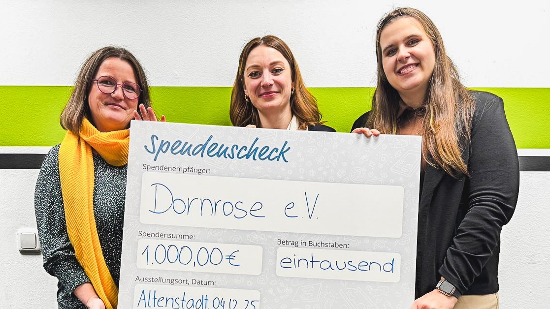 puzzleYOU spendet 1.000 Euro an Dornrose e. V.