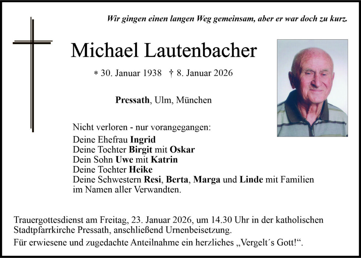 Traueranzeige Michael Lautenbacher, Pressath