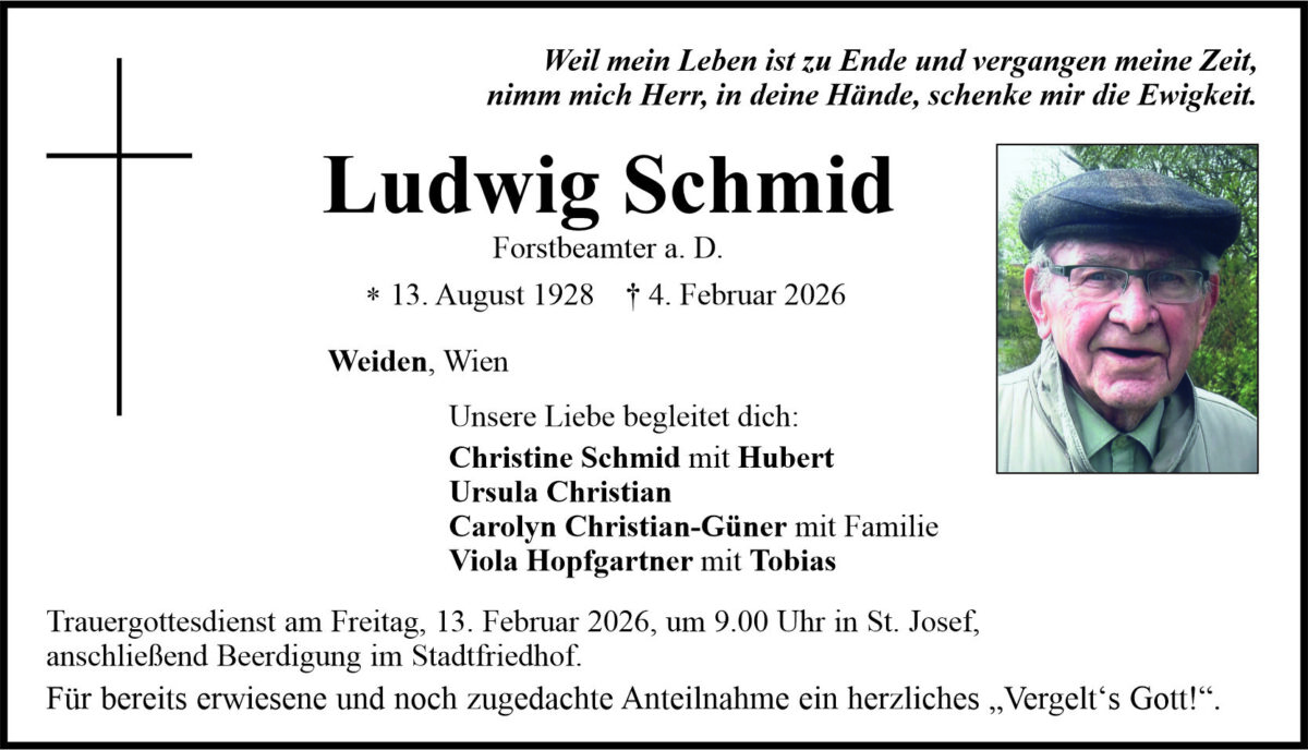 Traueranzeige Ludwig Schmid, Weiden