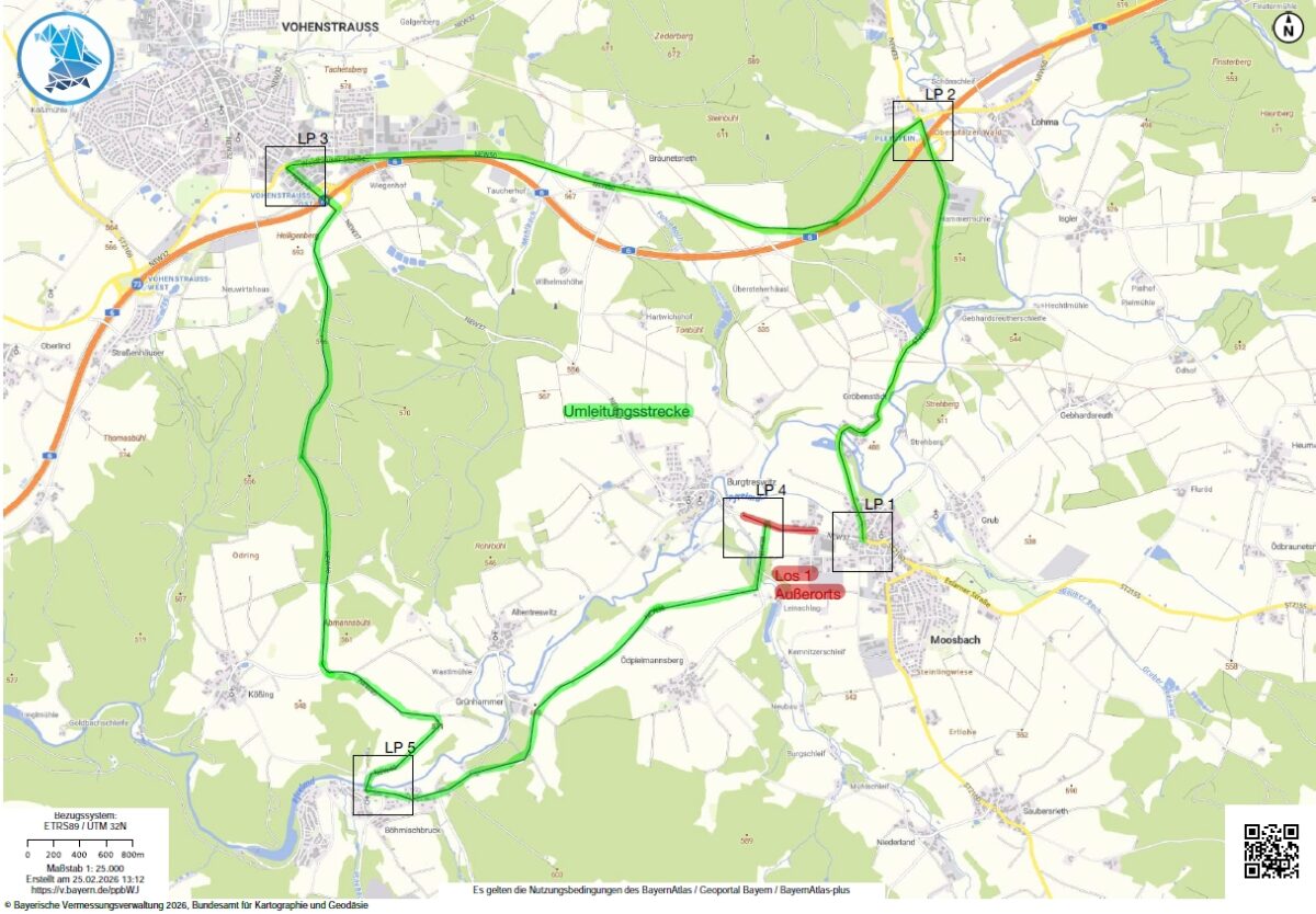 Straßenbau auf der NEW 27 bei Moosbach bis Ende April